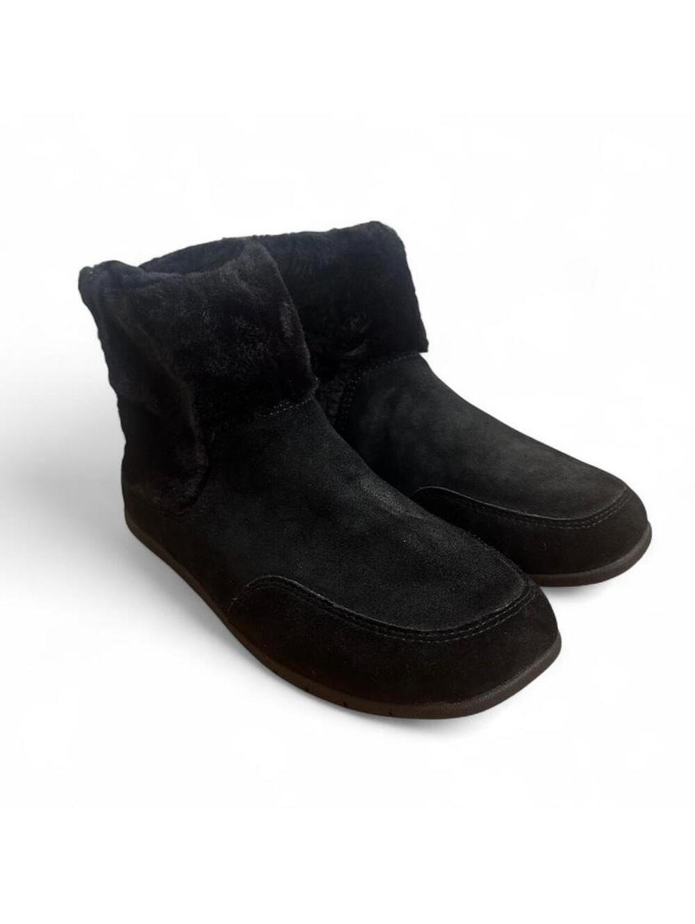 Vionic Maizie Faux Fur Lined Black Suede Ankle Boots Women's Size 7 Winter Fall